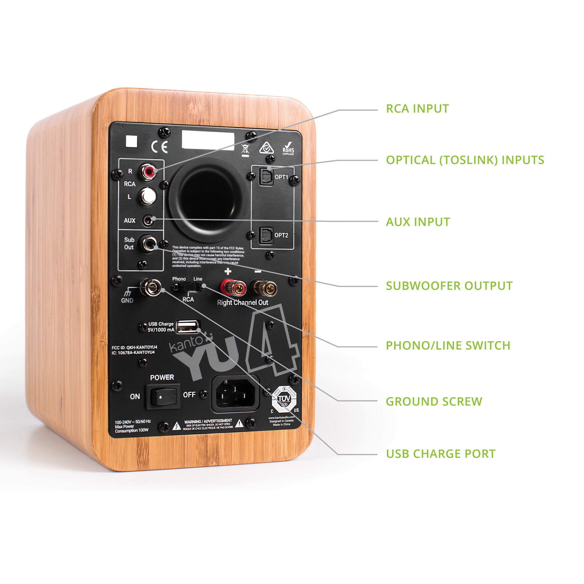 Amazon.com: Kanto YU4BAMBOO Powered Speakers with Bluetooth and